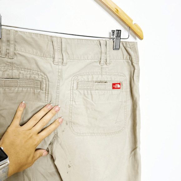 Vintage THE NORTH FACE adjustable cargo pants beige roll up thrashed women's 6 - Picture 8 of 12